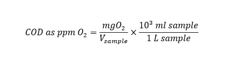 معادله محاسبه میزان COD بر حسب ppm O2