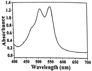 طیف جذبی فرآورده رنگی حاصل از اکسایش DPD